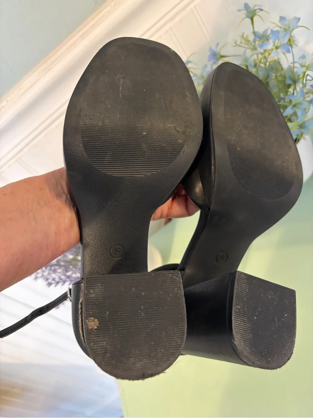 SO Black Platform Mary Jane Block Heels with Ankle Strap